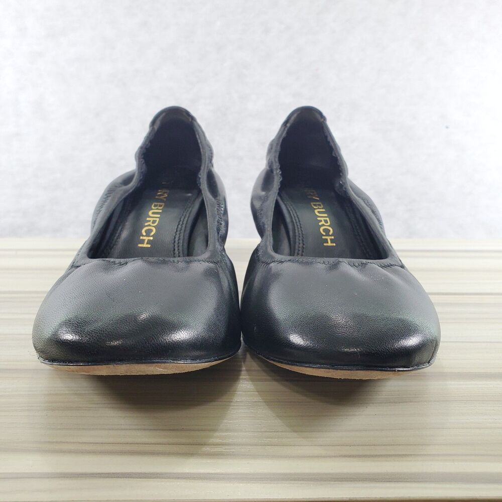 8.5 Tory Burch 55 MM Eddie Pump Chunky Block Heel Ballet Perfect Black Soft - Picture 4 of 10